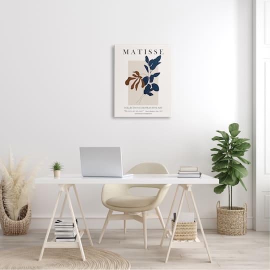 Stupell Industries Bold Modern Botanicals Leaf Silhouettes Matisse Text Canvas Wall Art